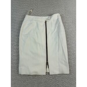 L'AGENCE Skirt Womens 6 White Exposed Zip Pencil Italian Fabric Lined Stretch‎